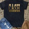 Black CASH Letter Print Crew Neck Graphic T Shirt