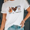 White Peace Love Pumpkin Spice Graphic T Shirt