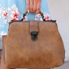 Brown Retro Nubuck Leather Utility Shoulder Bag