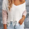 Color Block Love Distressed Sweater