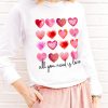 White All You Need Is Love Multi Heart Print Top