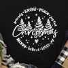 Black Christmas Tree Letter Graphic Print Crew Neck T Shirt