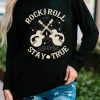 Black STAY TRUE Guitar Letter Print Long Sleeve T Shirt