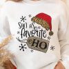 White Christmas Hat Leopard Letters Print Graphic Sweatshirt