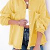 Yellow Distressed Fringe Trim Denim Jacket