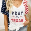 White PRAY For TEXAS American Flag Color Block Top