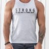 Gray Men's STRONG Letter Print Racerback Tank Top