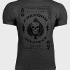 Gray FREEDOM Playing Card Skull Graphic Print Men's T Shirt