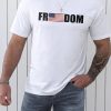 White FREEDOM American Flag Printed O Neck Men's T Shirt