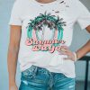 White Summer Days Plant Print Ripped Short Sleeve Top