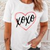 White Heart Shaped XOXO Print Short Sleeve T Shirt