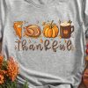 Gray Thankful Graphic Print Crew Neck T Shirt