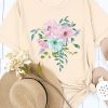 Khaki Crewneck Short Sleeve Floral Tee