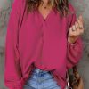 Rose Split V Neck Dolman Top