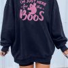 Blue Boos Ghost Graphic Print Oversized Sweatshirt