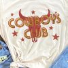 White COWBOYS CLUB Steer Graphic Print Crew Neck T Shirt