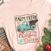 Pink Christmas Trees Truck Graphic Print Short Sleeve T Shirt