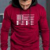 Red USA Flag Graphic Print Slim-fit Men's Hoodie