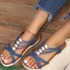 Sky Blue Strappy Beaded Flat Sandals