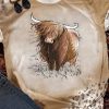 Khaki Highland Cattle Leopard Print Short Sleeve T Shirt