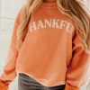 Orange THANKFUL Ribbed Corded Oversized Sweatshirt