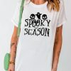 White SPOOKY SEASON Ghost Print Short Sleeve T Shirt