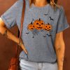 Gray Pumpkin Graphic Print Crewneck Short Sleeve Tee