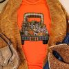 Orange FALL Pumpkin Car Graphic Print Short Sleeve T Shirt