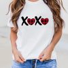 Plaid Heart Letter Print Short Sleeve T-shirt