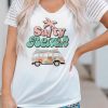 White Salty Beach Car Graphic Print Short Sleeve T Shirt