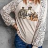 Khaki Thankful Pumpkin Leopard Print Long Sleeve Top