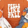 Orange FEELS LIKE FALL Short Sleeve Graphic T Shirt