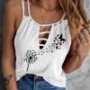 White Ladder Hollow-out Floral Butterfly Print Tank