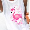 White Pretty In Pink Flamingo Graphic Tank Top