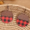 Red Christmas Plaid And Wood Earrings