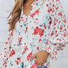 Red Cakewalk Floral Smocked Blouse