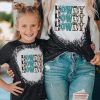 Black Family Matching HOWDY Graphic Print Crew Neck T Shirt