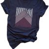 Blue Geometric Print Round Neck Short Sleeve Graphic Tee