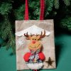 Beige 3D Cartoon Reindeer Christmas Shoulder Bag