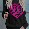 Black Leopard Heart Pattern Casual Sweater