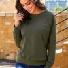 Green French Terry Cotton Blend Pullover Sweatshirt