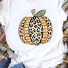 White Pumpkin Graphic Print Round Neck Short Sleeve T Shirt