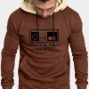 Brown Letter Graphic Print Color Block Men's Hoodie