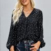 Black Love You Boo Balloon Sleeve Blouse