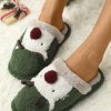 Multicolor Christmas Moose Plush Slippers