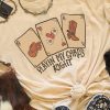 Khaki Poker Cards Letter Graphic Print Crew Neck T Shirt