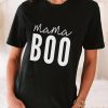 Black Mama BOO Letter Print Crew Neck Graphic Tee