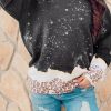 Black Leopard Bleached Pullover Sweatshirt