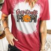 Red Basketball MOM Leopard Print Short Sleeve T Shirt