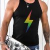 Black Rainbow Ombre Lightning Graphic Mens Tank Top